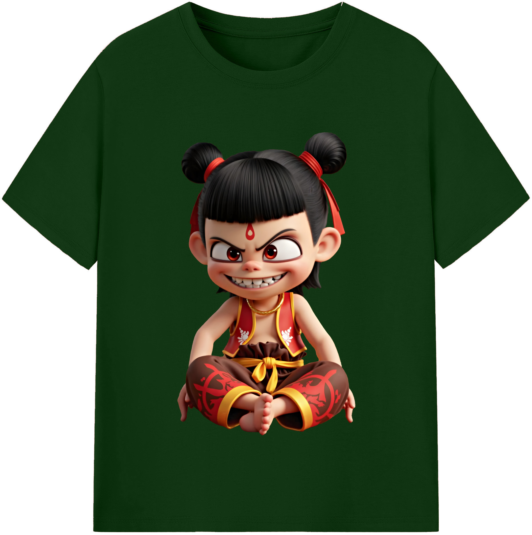 （画像用） Ne Zha 2 ナタ 魔童の大暴れ 綿100％半袖Tシャツ（フロントプリント）